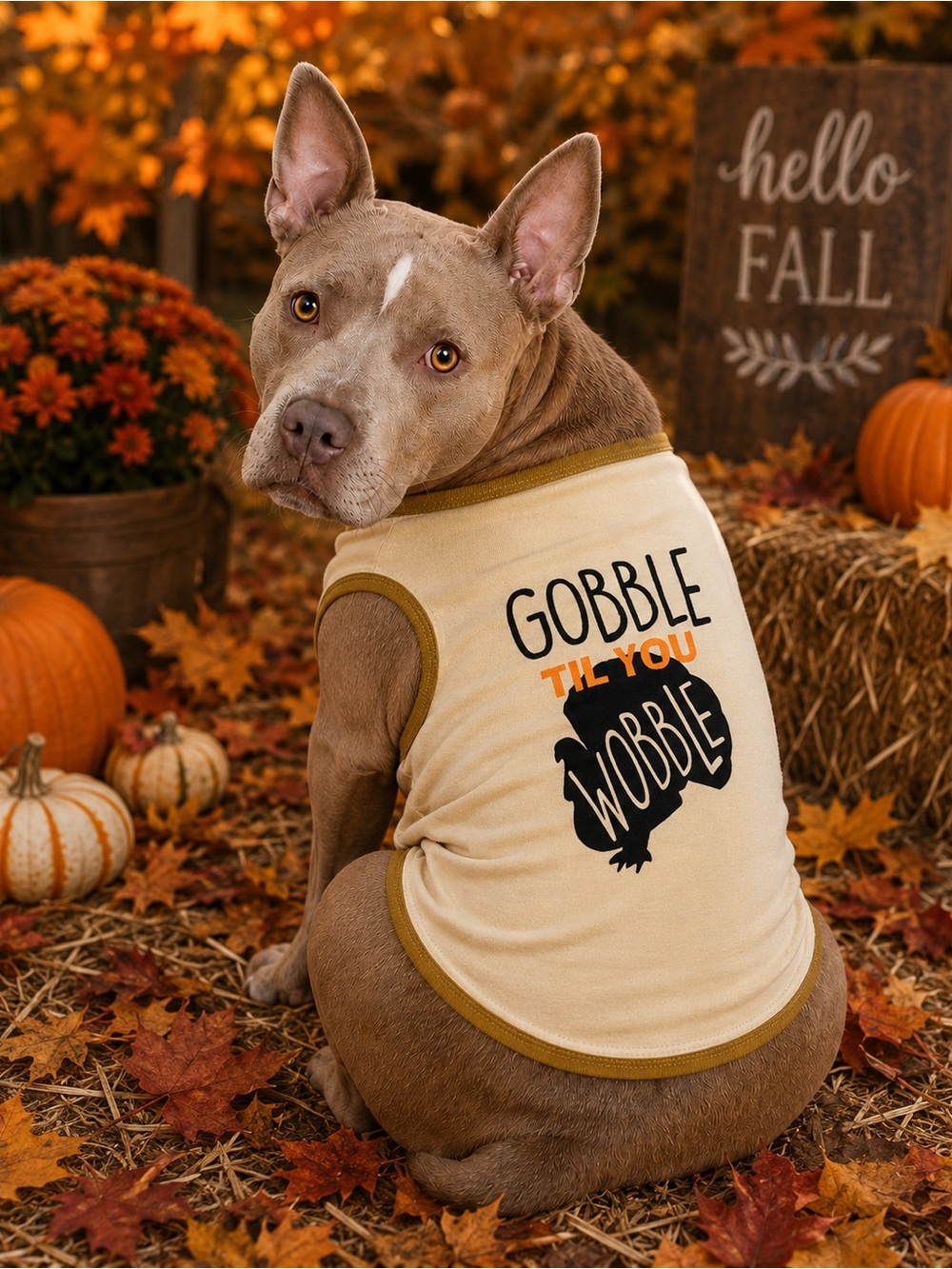 BRAND NEW WITH TAGS Gobble til you Wobble Dog Tee